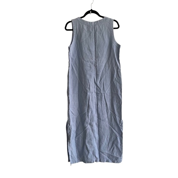 CALI CALI Sleeveless Linen Midi Dress Blue L - Picture 3 of 4